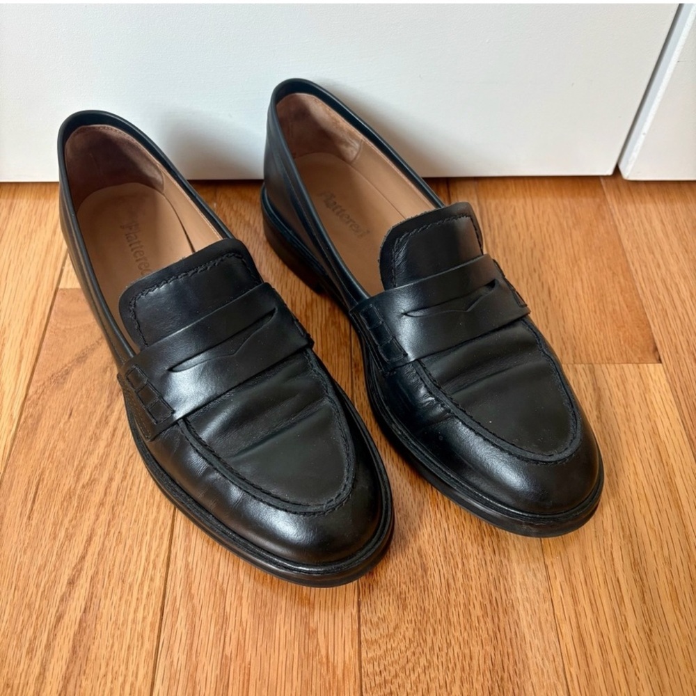 Flattered Black Leather Loafers Size 37